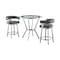 Armen Living Naomi and Lorin 3-Piece Counter Height Dining Set in Brushed Stainless Steel and Gray Faux Leather SETNMLRGRBS3 - alternate 1